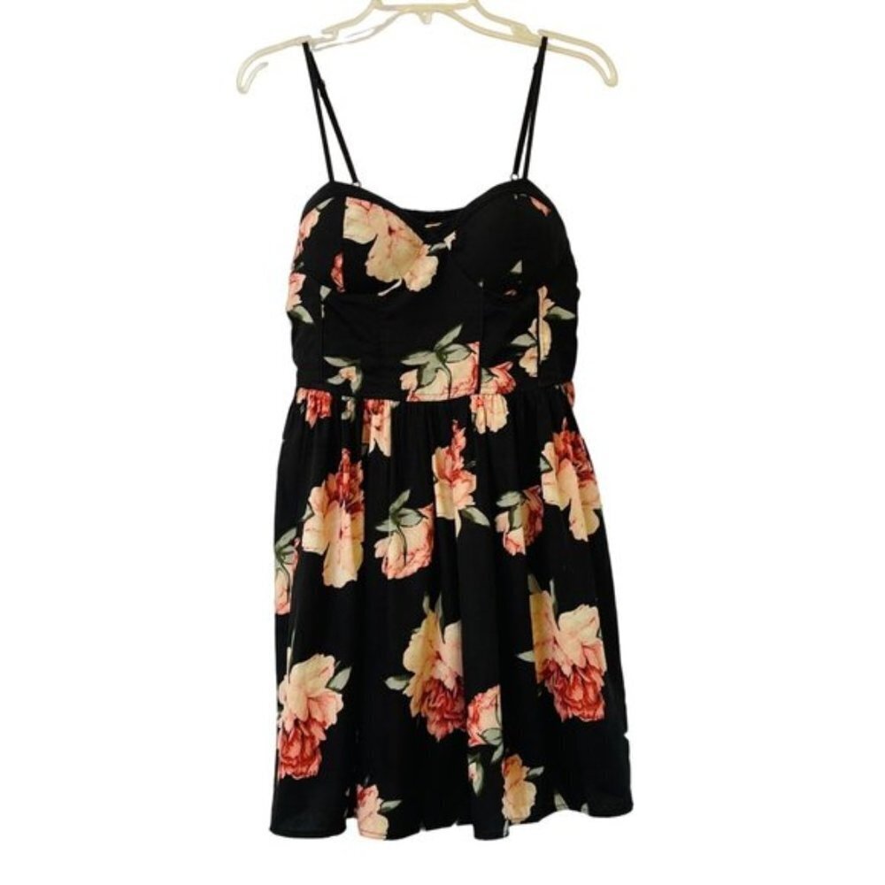 Band‎ of Gypsies Dress Womens Large Floral Black Y2K Fairy Babydoll Smock Whimsy